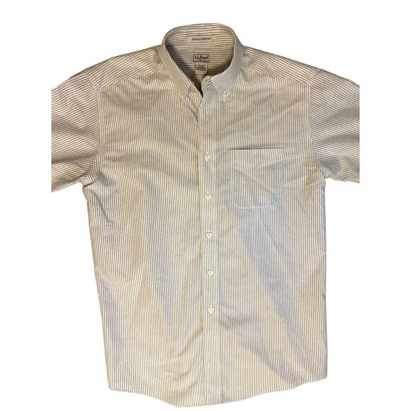 L.L.Bean Men's Button Down Long Sleeve Collared White and Blue Striped Shirt Siz - Picture 13 of 15